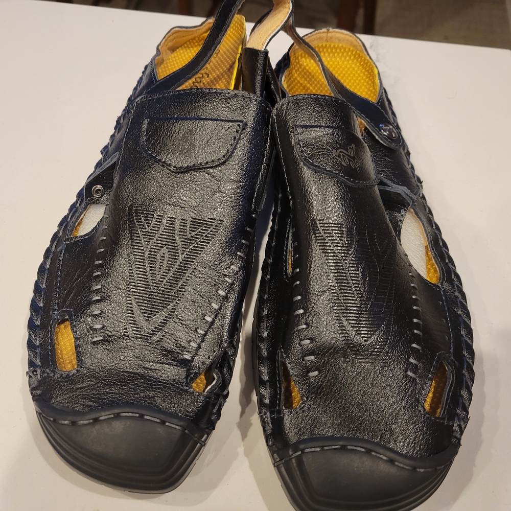 Men's Black Leather Sandals